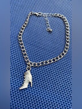 Silver-Tone Chain Bracelet with Vintage High Heel Charm
